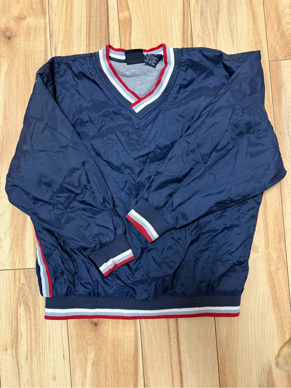 GAP Navy Windbreaker Pullover with Red and White Trim
